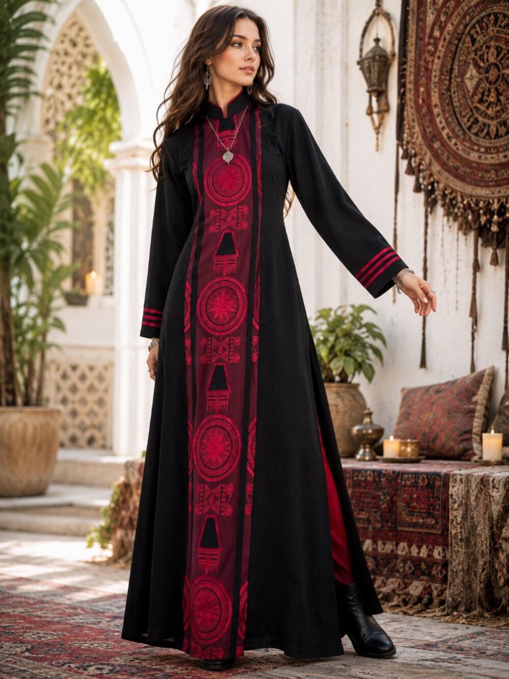 Vintage Silk Vietnamese Ao Dai Goddess Priestess Boho Festival Maxi Dress